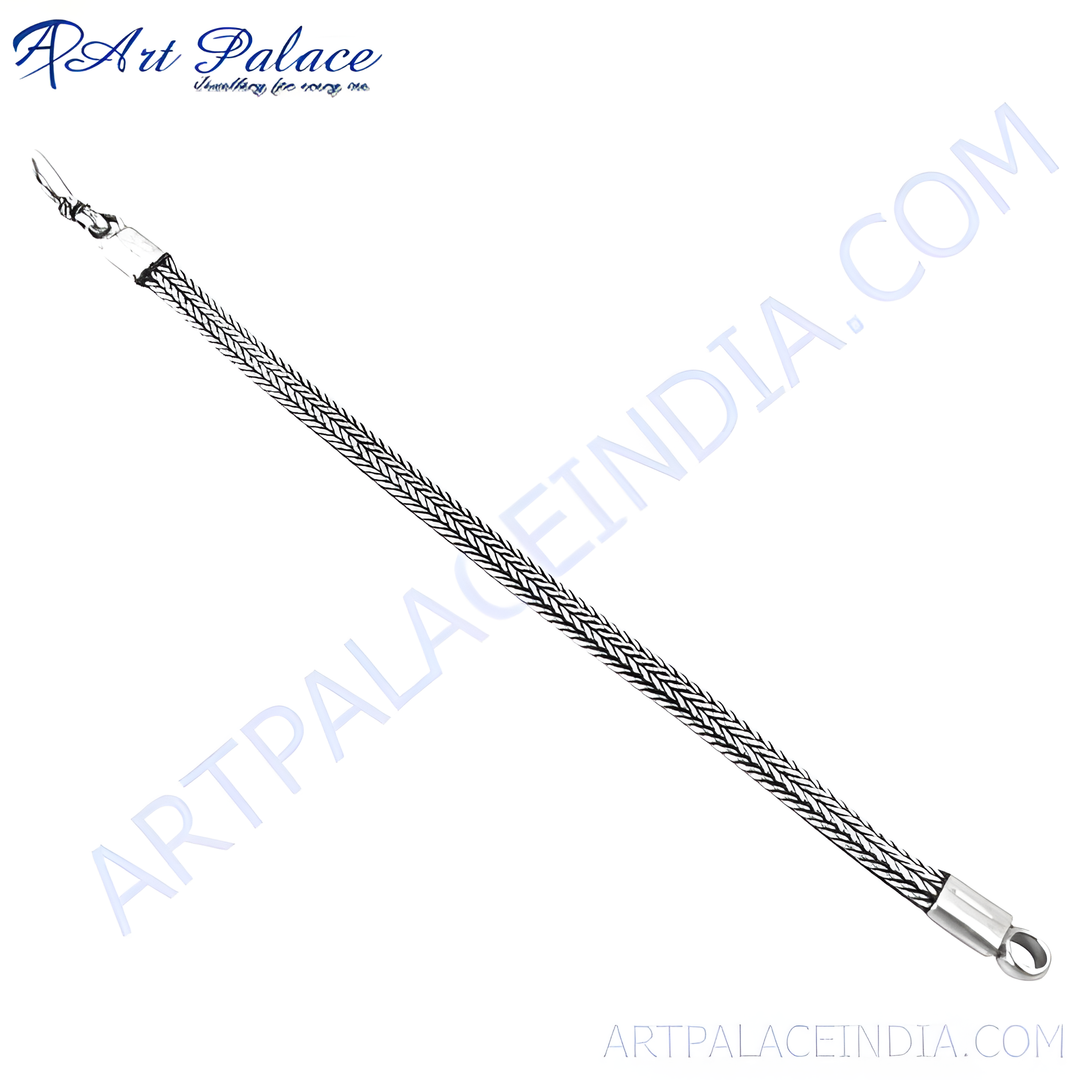 925 sterling silver braided chain bracelet, perfect for daily wear.