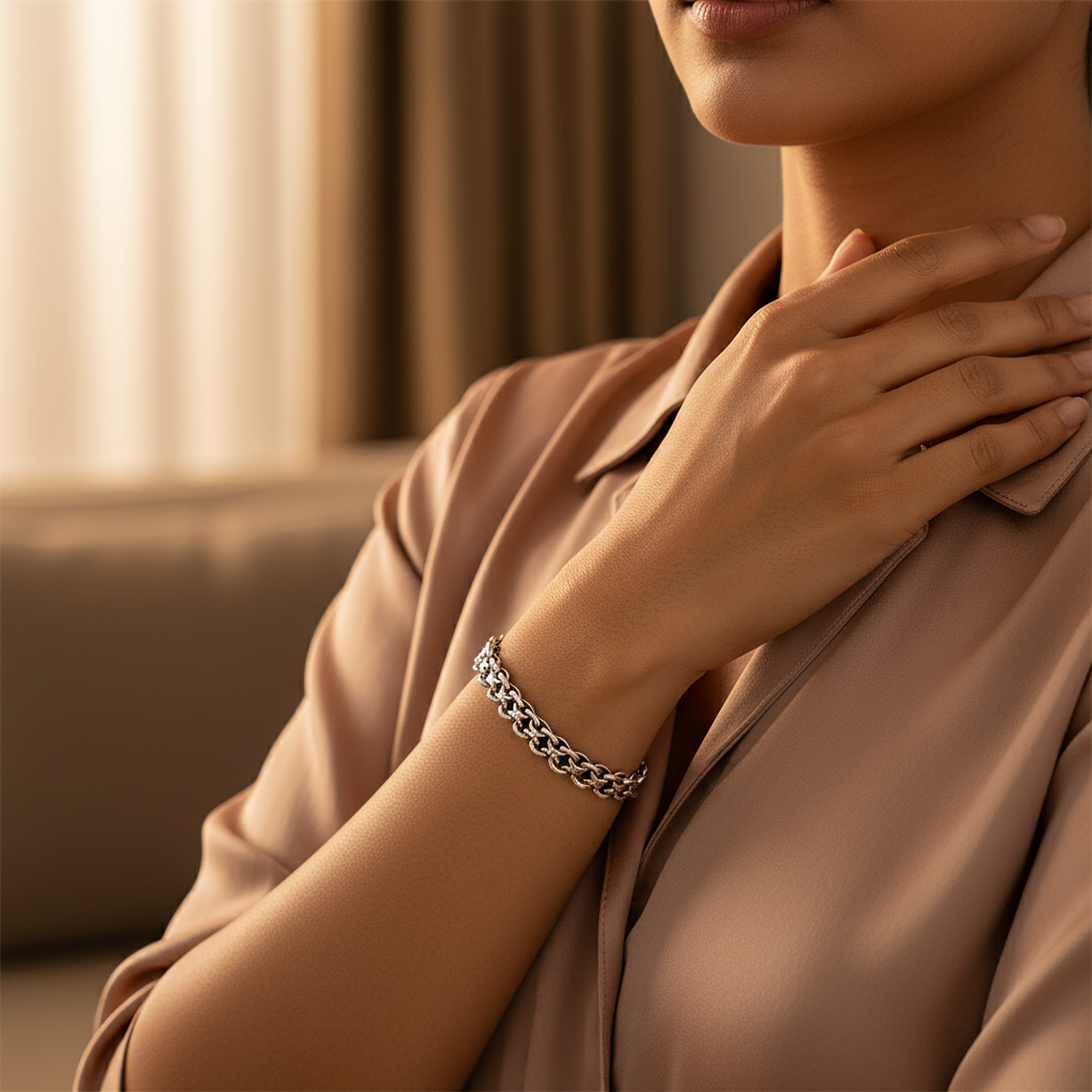 Pulsera de cadena con estrella en plata de ley 925 | Joyería para hombre