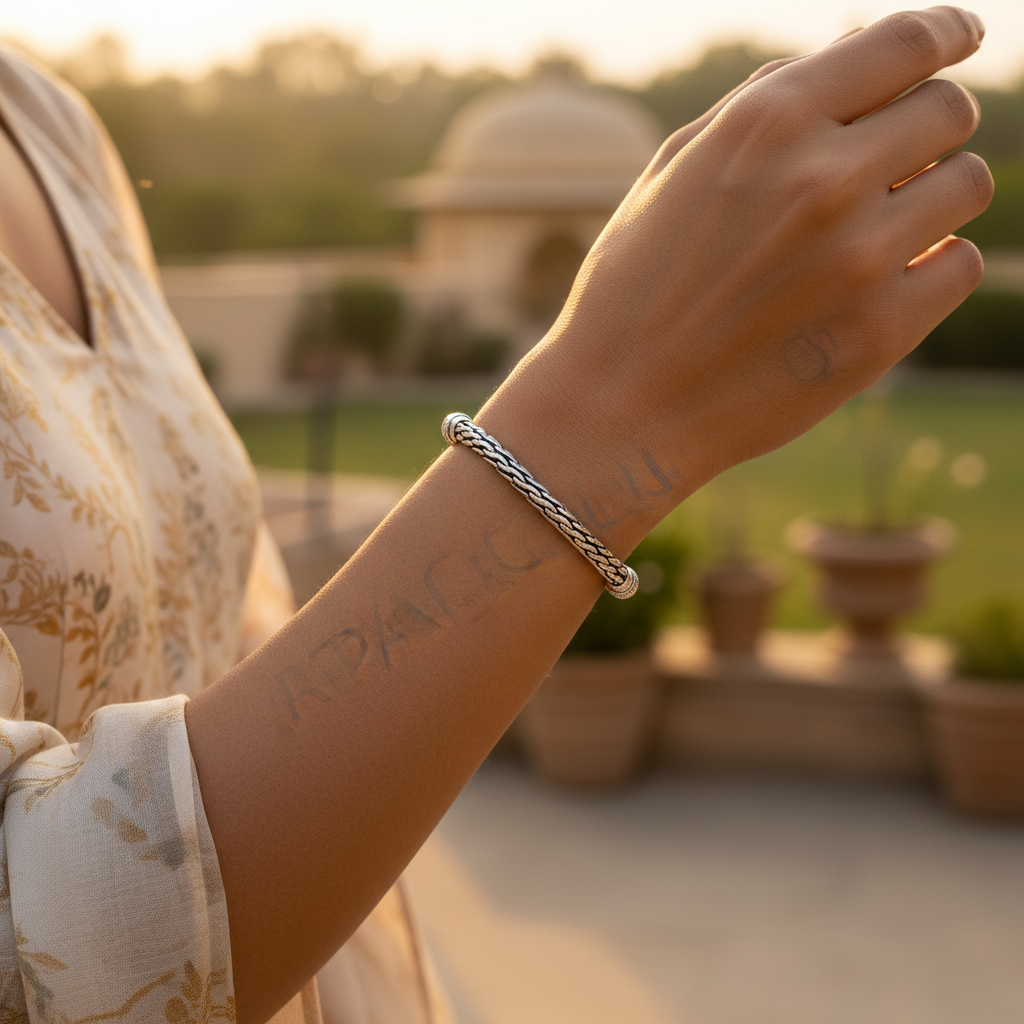 925 Silver Braided Chain Bracelet for Women | Daily Wear