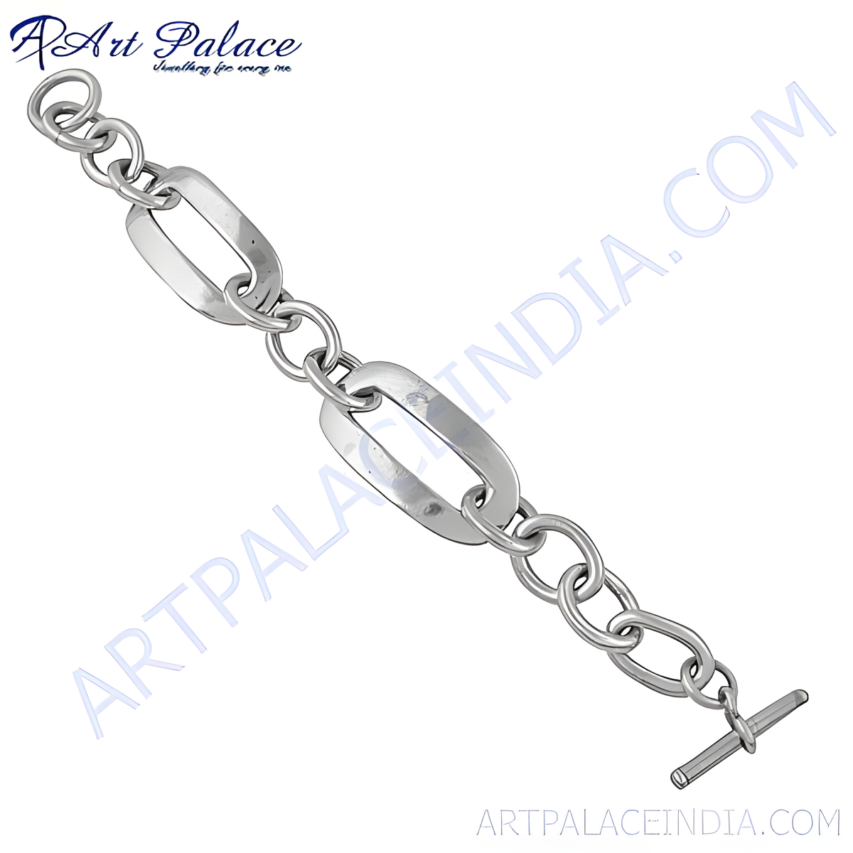 Sterling silver link chain bracelet with a polished finish and toggle clasp, ideal for women's daily wear jewelry