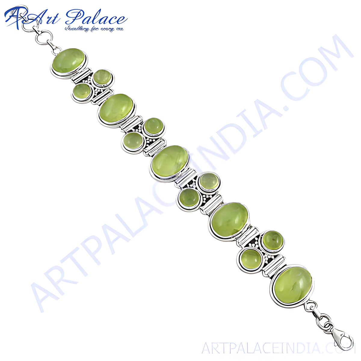 925 sterling silver peridot bracelet featuring oval and round green gemstones, perfect for women