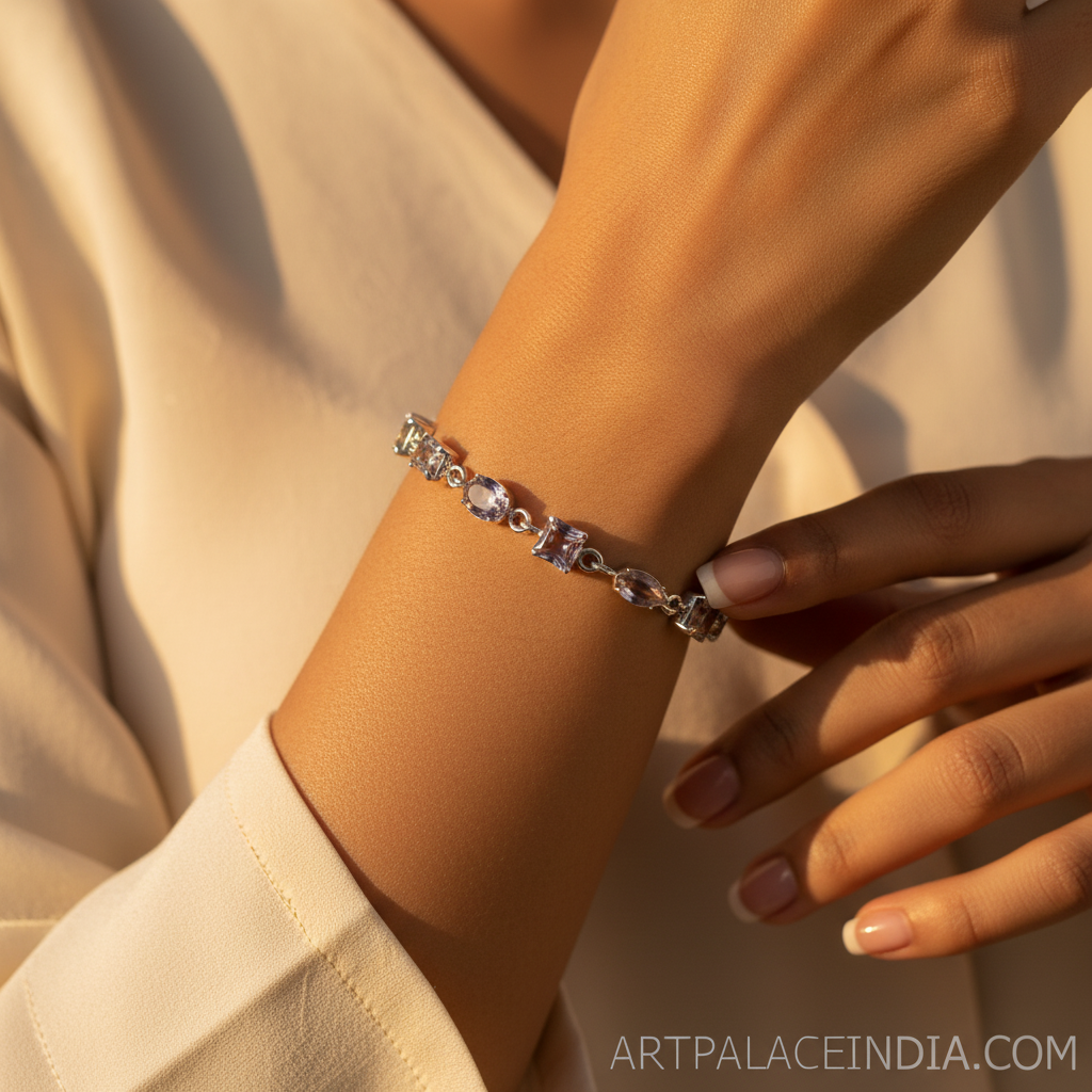 925 silver amethyst bracelet for women | luxury jewelry