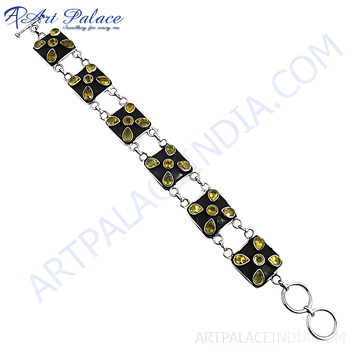 925 sterling silver citrine bracelet with yellow gemstones