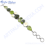 Load image into Gallery viewer, Sterling silver bracelet featuring green and white gemstones for women.
