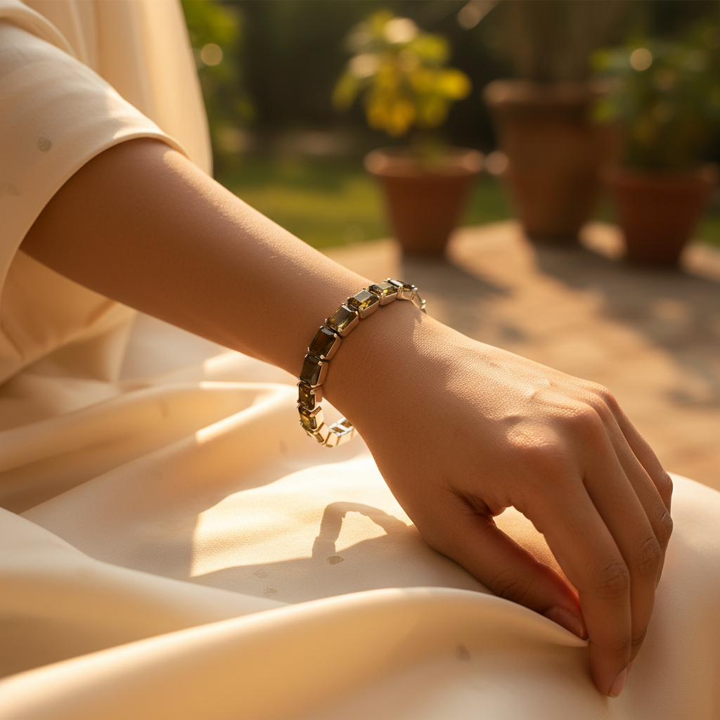 Silver emerald cut bracelet for women | party wear gift