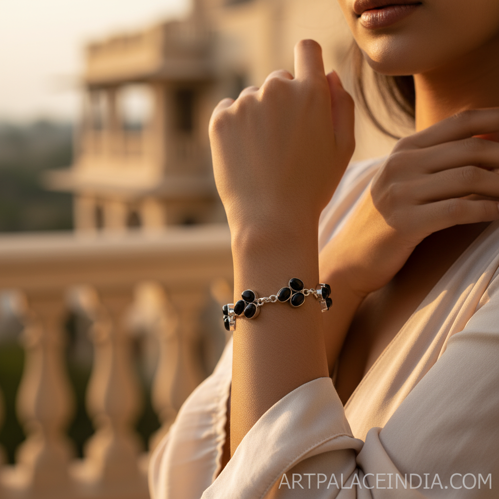 925 Silver Black Onyx Bracelet for Women | Daily Wear Jewelry