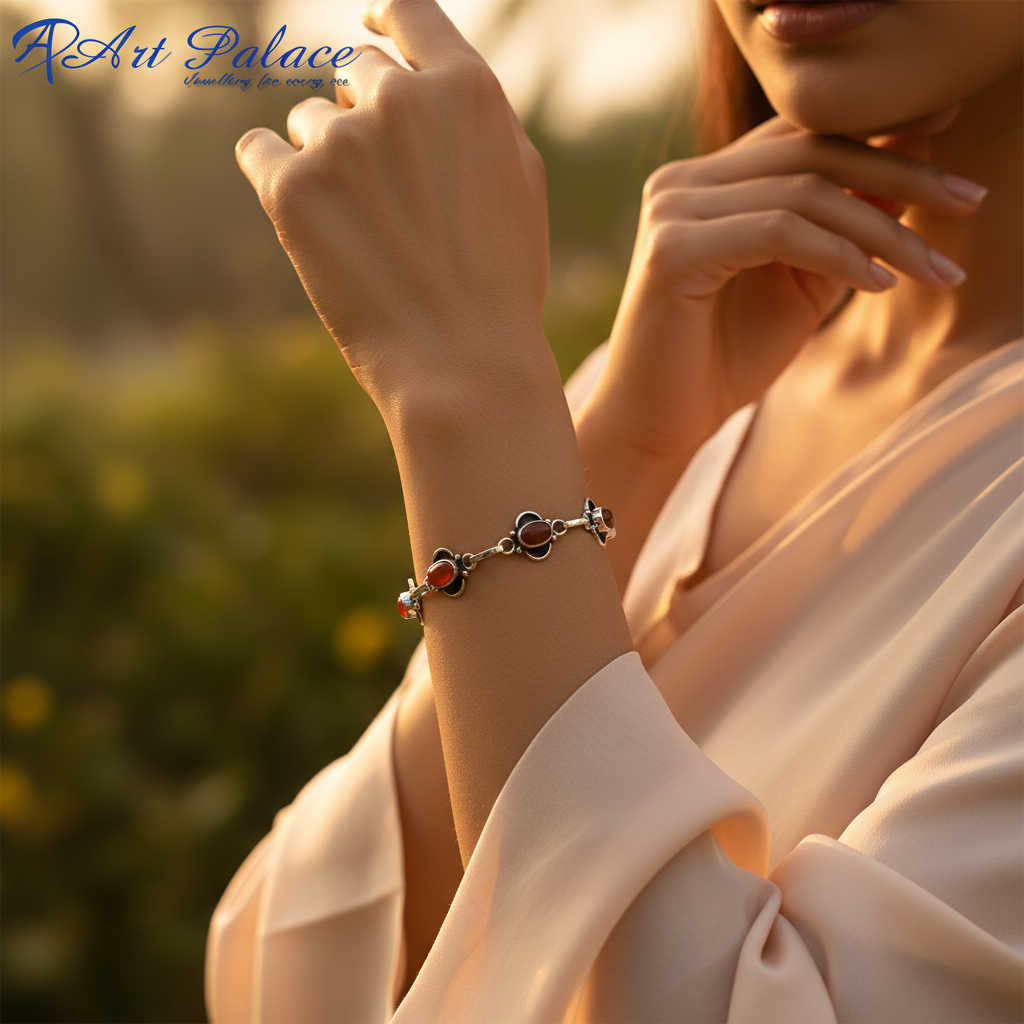 925 Silver Carnelian Bracelet for Women | Gemstone Jewelry