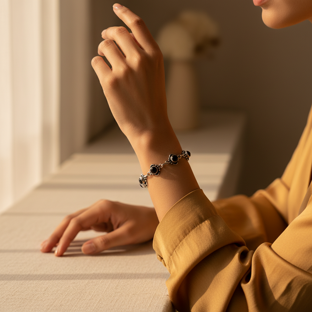 925 silver black gemstone bracelet for women | daily wear