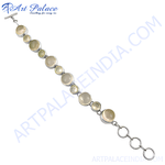 Load image into Gallery viewer, Sterling silver chain bracelet with round gemstones in silver bezel settings.
