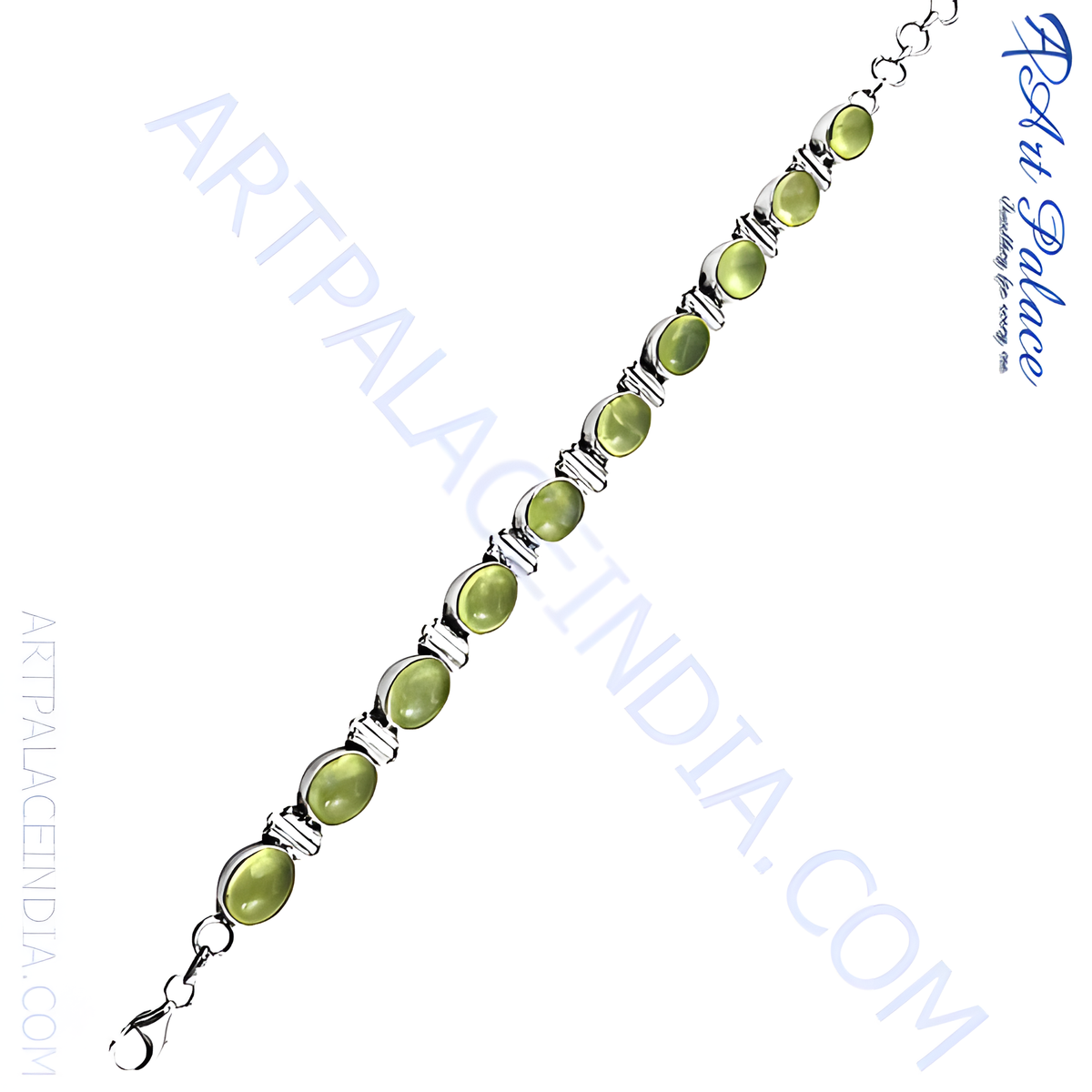 925 sterling silver peridot bracelet with oval green gemstones for women