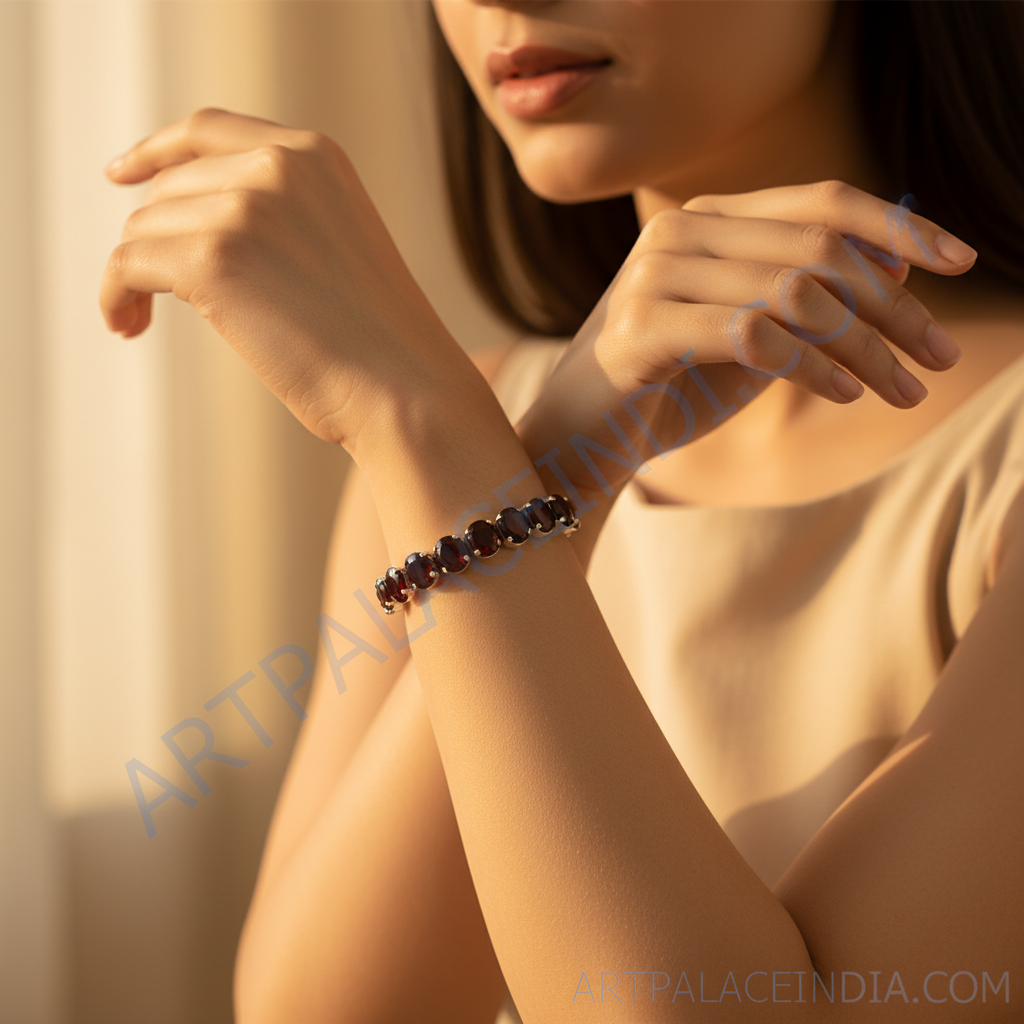 925 silver garnet bracelet | women's beaded bracelet gift