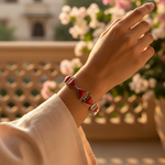 Load image into Gallery viewer, Silver Red Coral Triangle Bracelet for Women | Gift Jewelry
