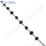 Load image into Gallery viewer, Sterling silver bracelet featuring black onyx gemstones in various cuts, ideal for women&#39;s fashion and gifting.
