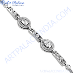 Load image into Gallery viewer, Silver bracelet with sparkling CZ stones. Features an oval-shaped design with a secure clasp.
