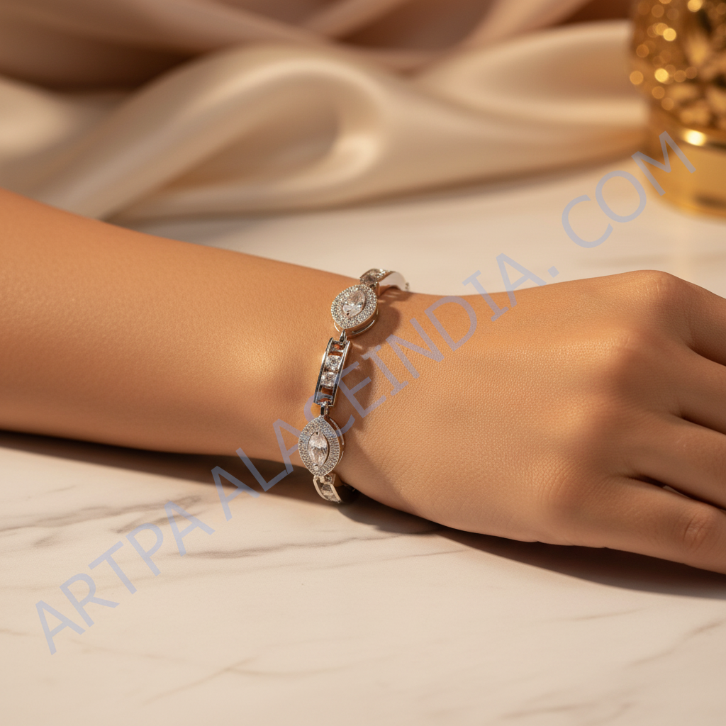 Silver cubic zirconia bracelet for women | gift jewelry