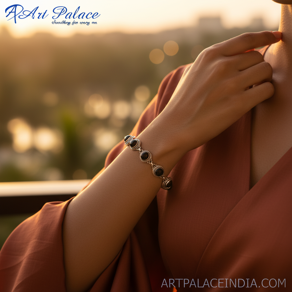 925 Silver Onyx Bracelet for Women | Statement Jewelry
