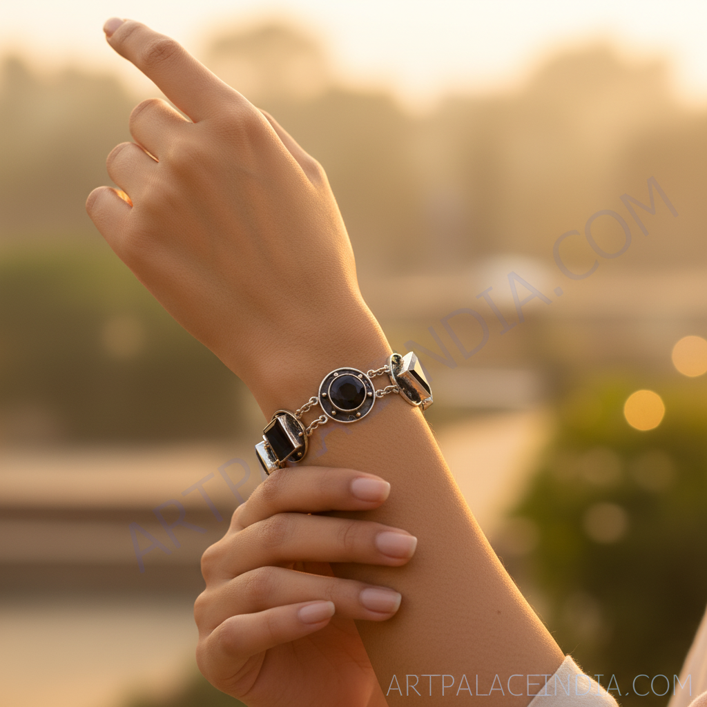 925 Silver Onyx Stone Bracelet for Women | Daily Wear Gift