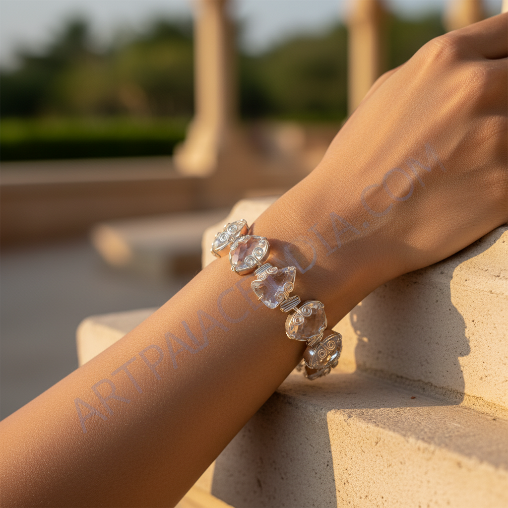 Clear Quartz Gemstone Bracelet | 925 Silver | Women's Jewelry
