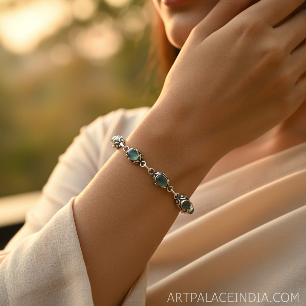 925 silver aquamarine bracelet for women | gemstone jewelry