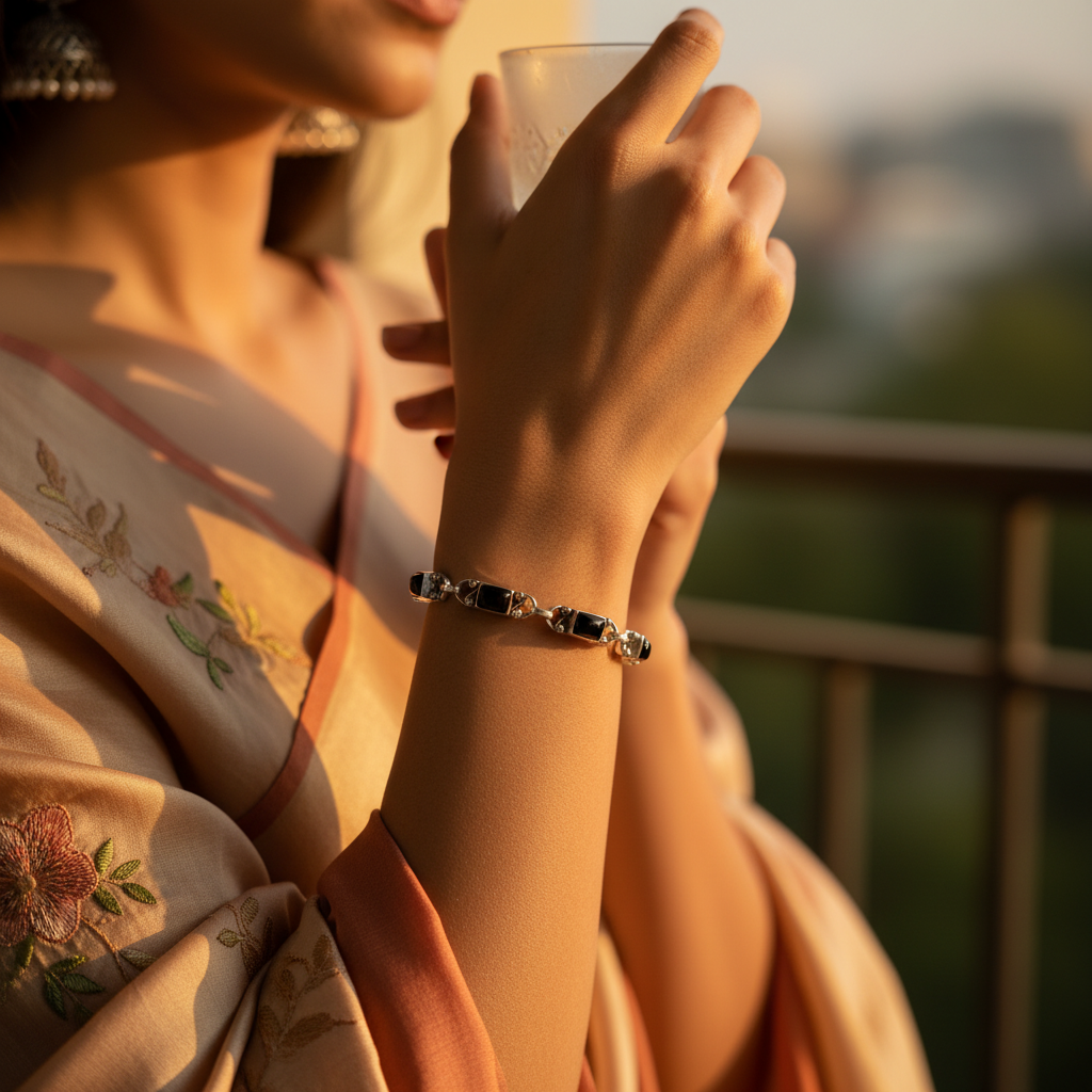 Silver Bracelet for Women | Stone Chain Bracelet | Daily Wear