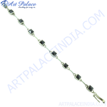 Load image into Gallery viewer, Sterling silver bracelet featuring black square gemstones, perfect for women&#39;s fashion jewelry.
