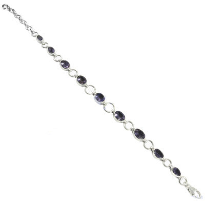 925 silver iolite bracelet for women | oval gemstone jewelry