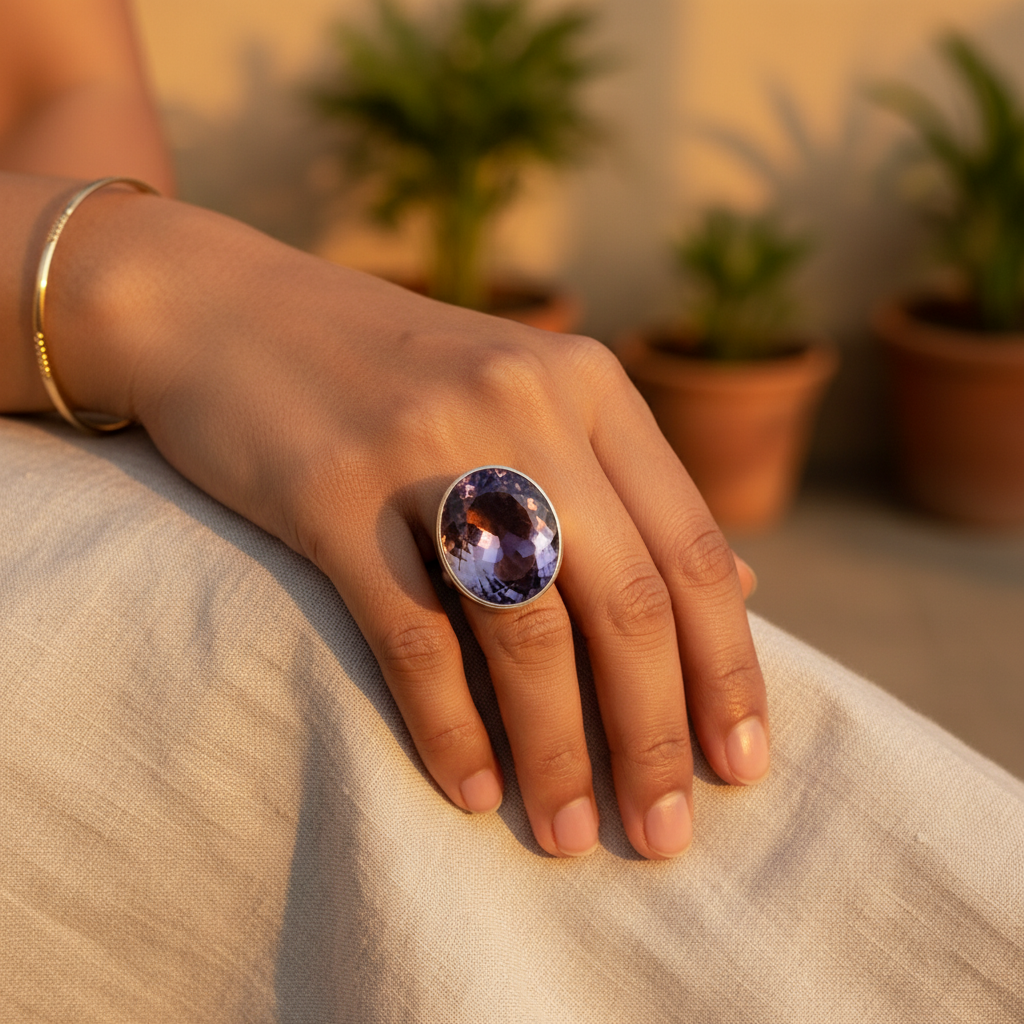 Silver Amethyst Ring for Women | Gemstone Jewelry