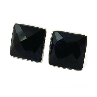 925 silver black onyx square stud earrings | women's jewelry