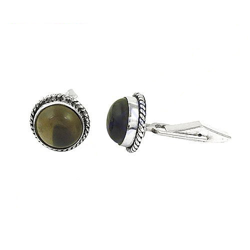 Silver cufflinks with gemstone | formal wear accessories