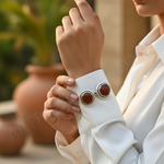 Load image into Gallery viewer, Silver Carnelian Cufflinks for Men | Formal Jewelry Gift
