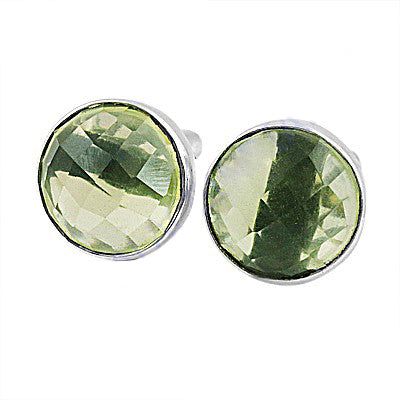925 Silver Green Amethyst Stud Earrings for Women | Gift