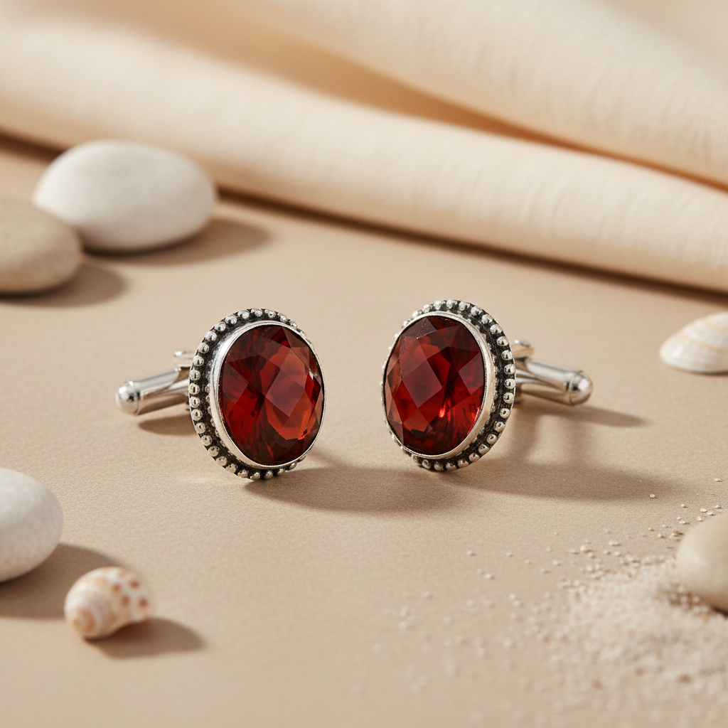 Silver Carnelian Cufflinks for Men | Formal Wear Jewelry