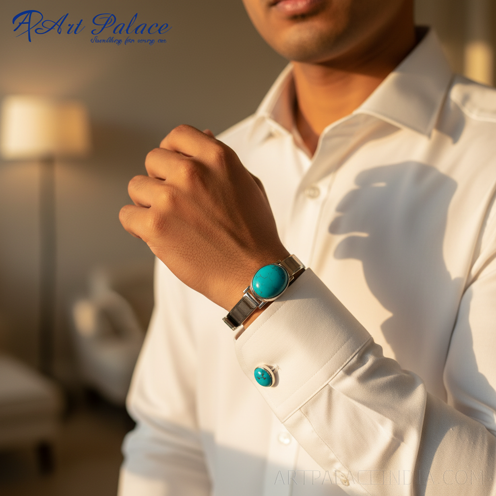 925 Sterling Silver Turquoise Cufflinks | Men's Jewelry Gift