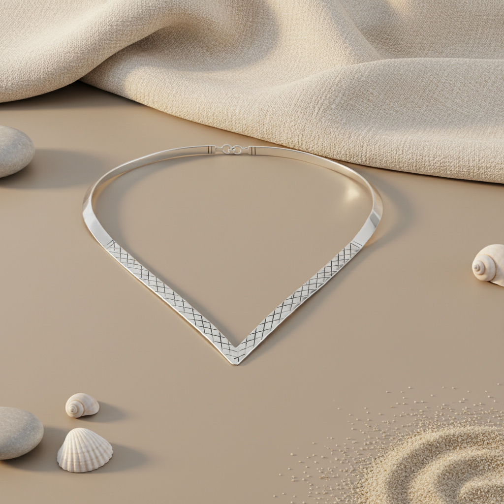 Silver V-Shaped Collar Necklace for Women | Fashion Jewelry