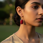 Load image into Gallery viewer, Silver Red Stone Drop Earrings | Women's Jewelry Gift

