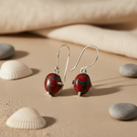 将图像加载到图库查看器中， Red Jasper Stone Earrings in Silver for Women | Daily Wear
