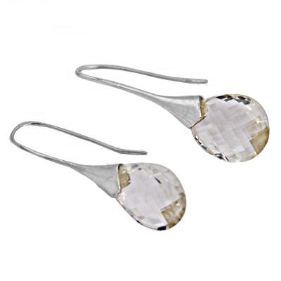 Silver clear crystal drop earrings for women | dangle earrings