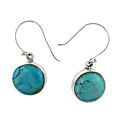 925 silver turquoise stone earrings | round gemstone jewelry