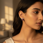 将图像加载到图库查看器中， Silver Red Stone Drop Earrings for Women | Daily Wear Jewelry
