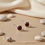 将图像加载到图库查看器中， Silver Red Stone Drop Earrings for Women | Daily Wear Jewelry

