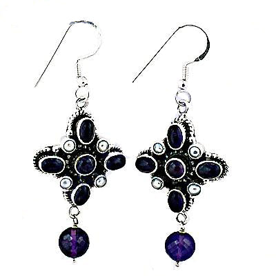925 silver amethyst drop earrings | gemstone jewelry for women