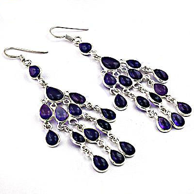 925 Silver Amethyst Chandelier Earrings for Women | Gift