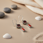 将图像加载到图库查看器中， 925 Silver Garnet &amp; Coral Drop Earrings | Gemstone Jewelry for Women
