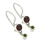 Load image into Gallery viewer, 925 Silver Garnet &amp; Peridot Drop Earrings for Women | Gift
