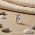 将图像加载到图库查看器中， Silver X Stud Earrings with Faceted Stone | Women's Jewelry Gift
