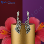 Load image into Gallery viewer, 925 Silver Marcasite Leaf Earrings for Women | Dangle Jewelry
