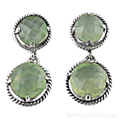 925 silver green gemstone drop earrings for women | gift