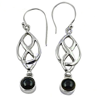 925 Sterling Silver Black Onyx Earrings for Women | Celtic Knot