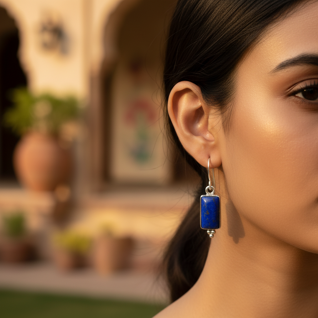 925 Silver Lapis Lazuli Earrings for Women | Gemstone Jewelry