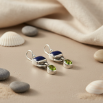 将图像加载到图库查看器中， 925 Silver Peridot &amp; Lapis Earrings for Women | Dangle Earrings
